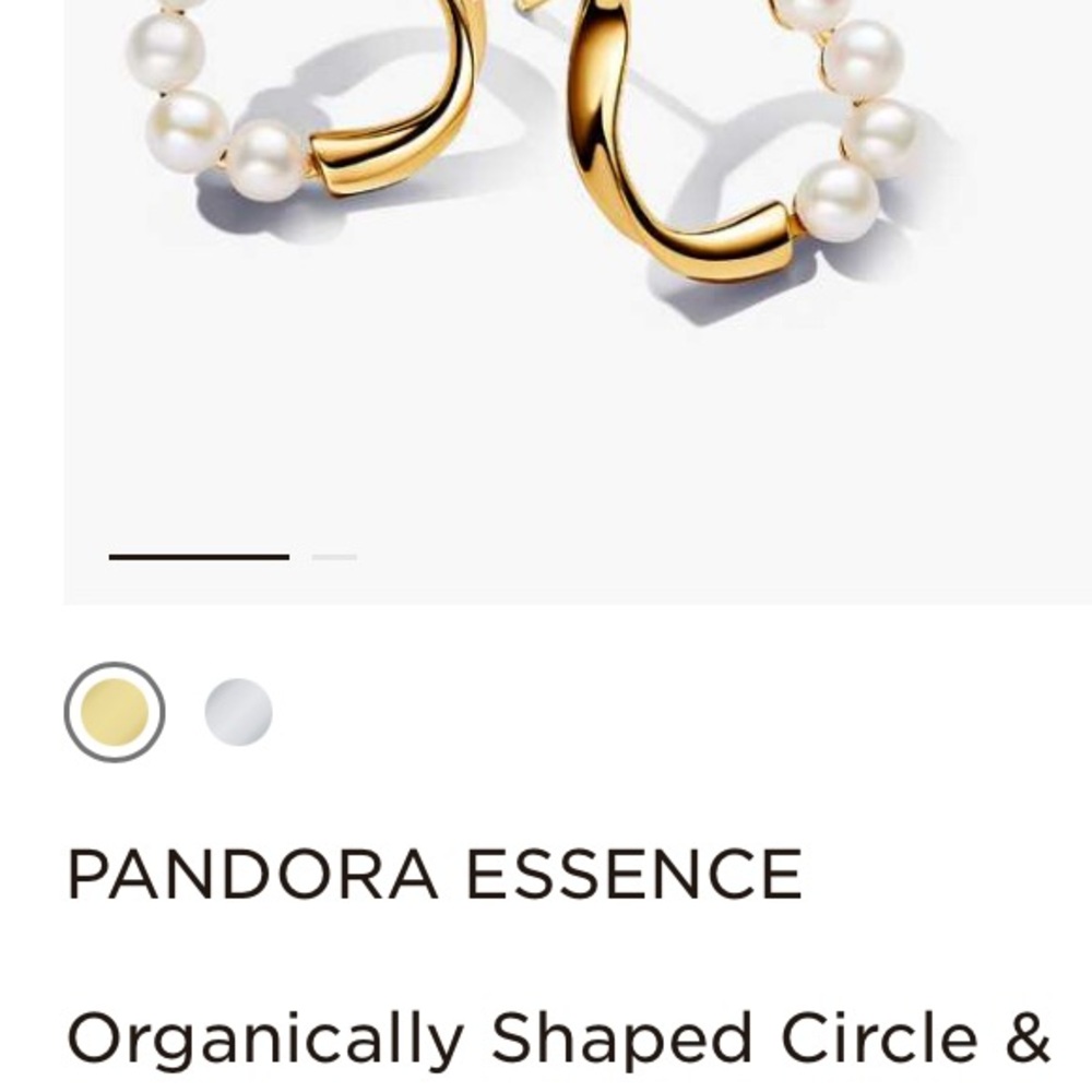 Pandora Gold and White Pearl Earrings with Asymmetrical Design